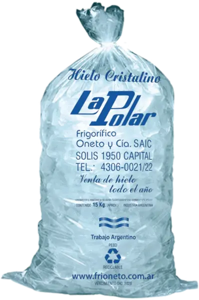 Bolsa de hielo Kachito Cristalino La Polar de 15 kg