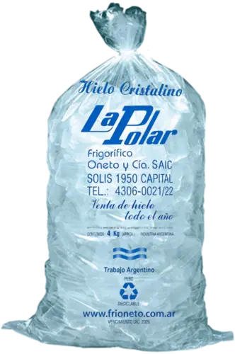 Bolsa de hielo Kachito Cristalino La Polar de 4 kg